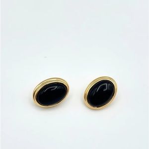 Classic Back Enamel Polished Gold Earring